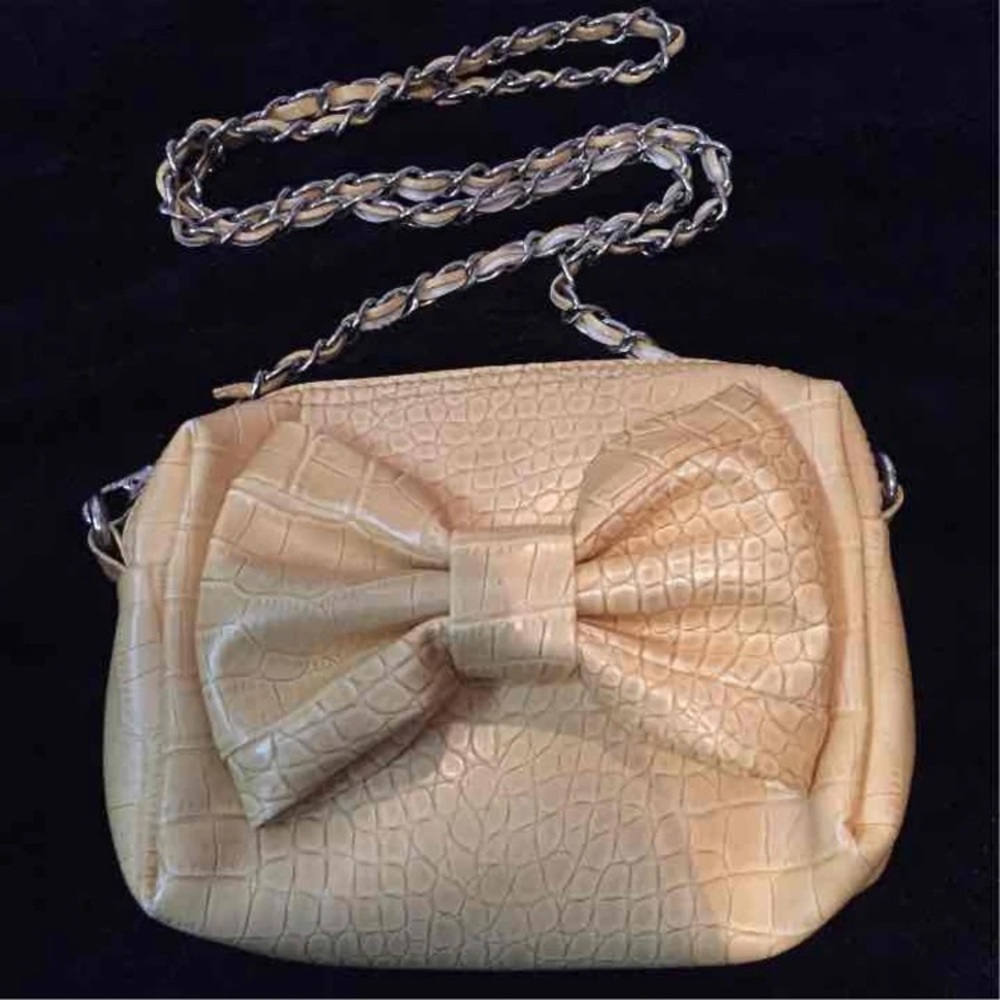 CUTE YELLOW CROSSBODY PURSE WITH BOW